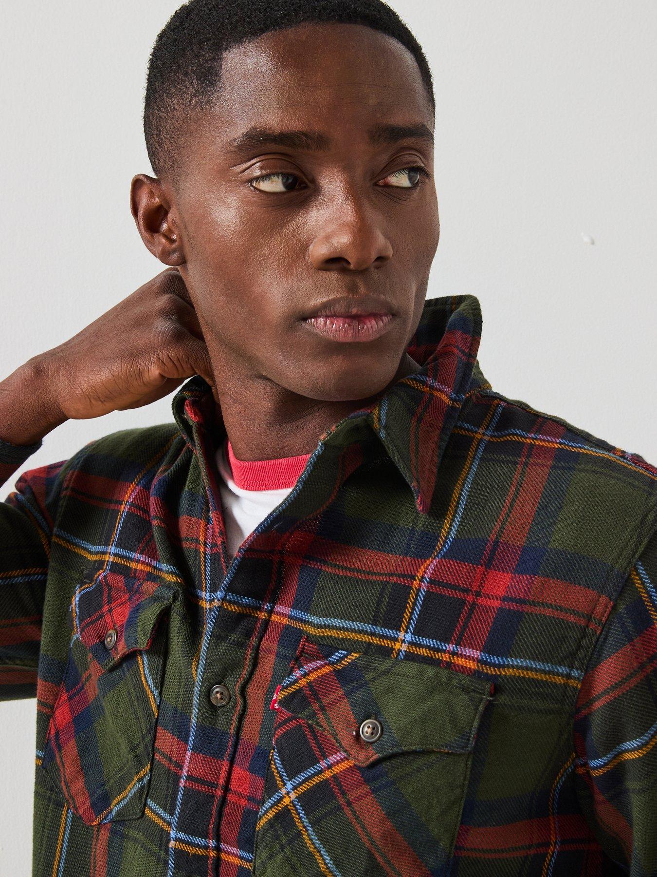 Image 4 of 6 of Levi's Relaxed Fit Western Button Down Gingham Shirt- Red