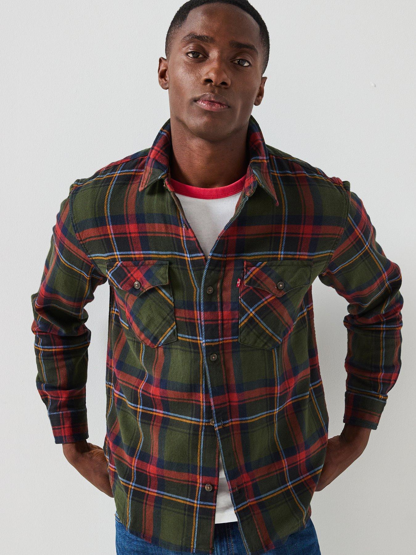  image of levis-relaxed-fit-western-button-down-gingham-shirt--red