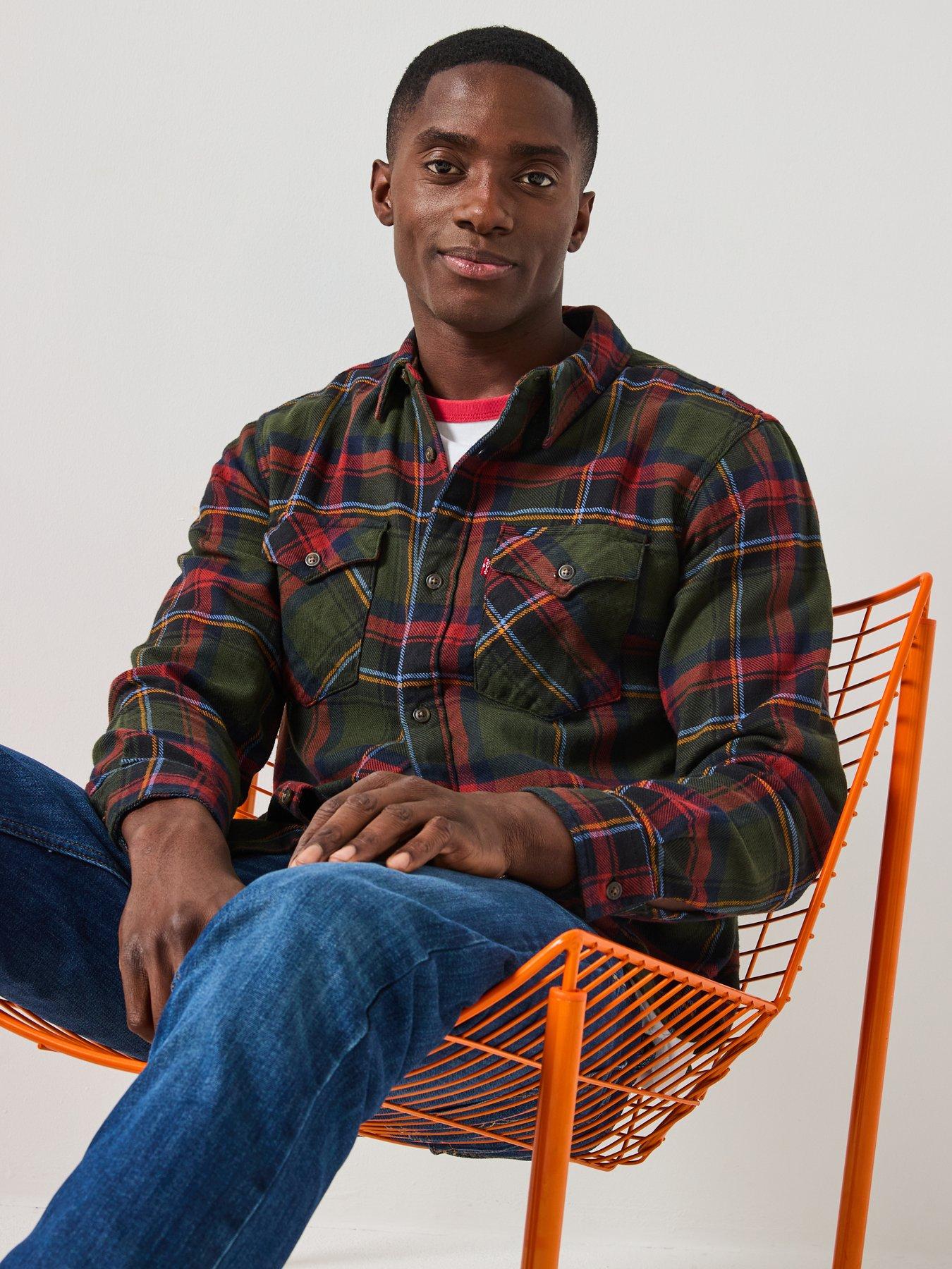 Image 6 of 6 of Levi's Relaxed Fit Western Button Down Gingham Shirt- Red