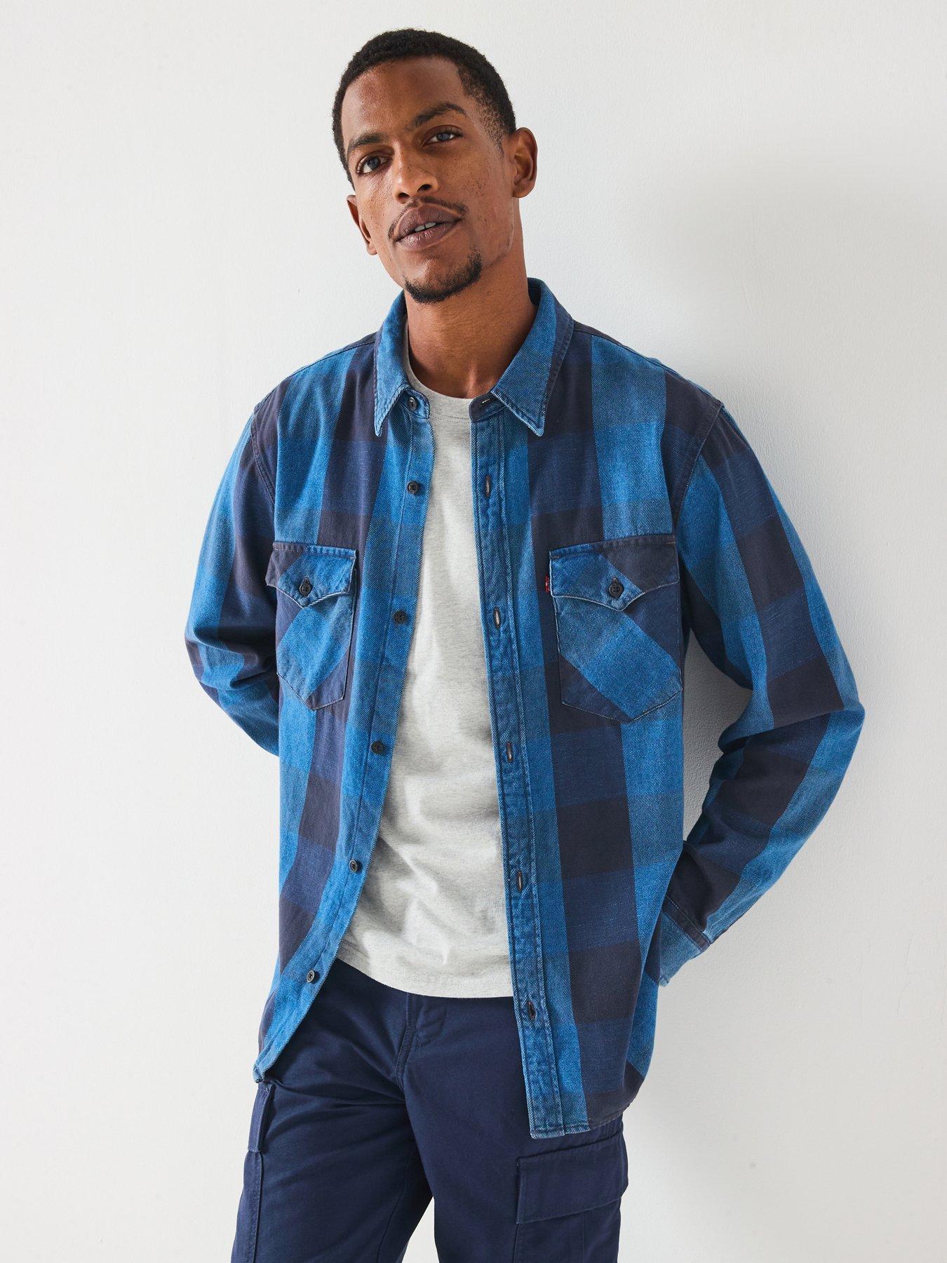 undefined Relaxed Fit Western Button Down Long Sleeve Striped Shirt- Blue