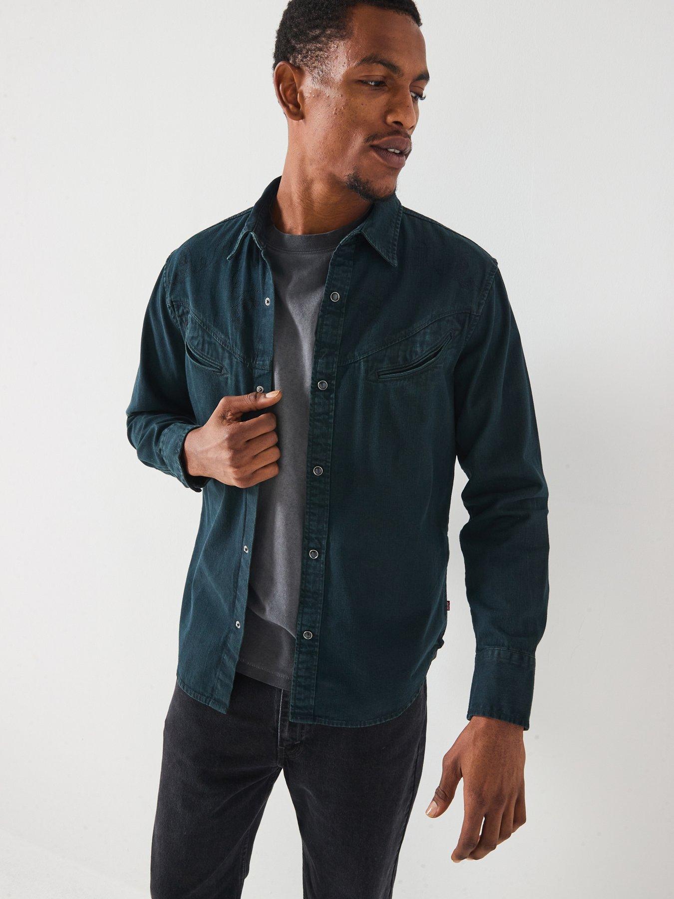 undefined Smiley Denim Long Sleeve Shirt - Black