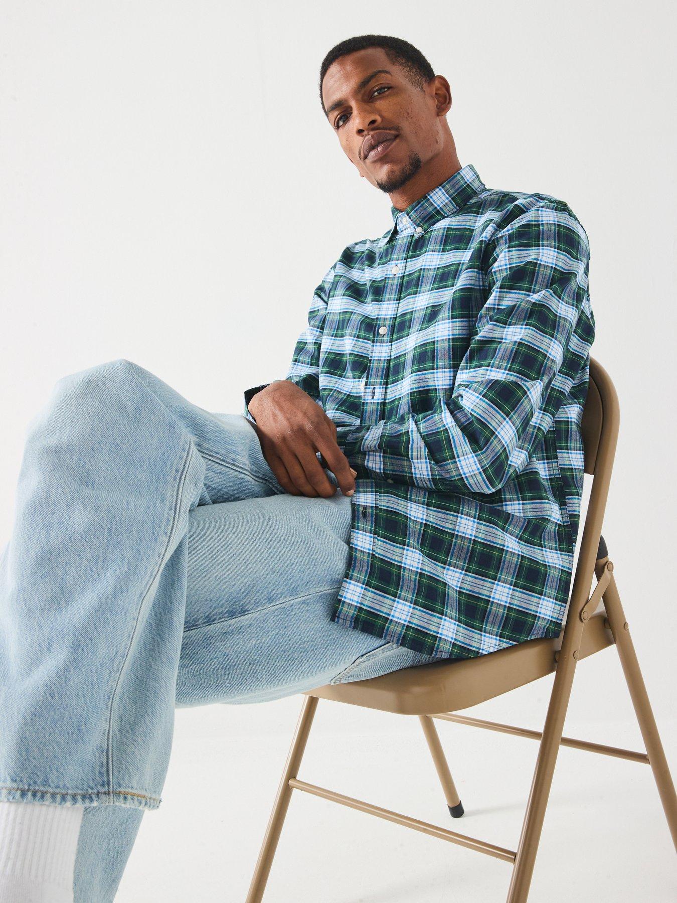 Image 4 of 6 of Levi's Levis Authentic Button Down Check Long Sleeve Shirt - Blue