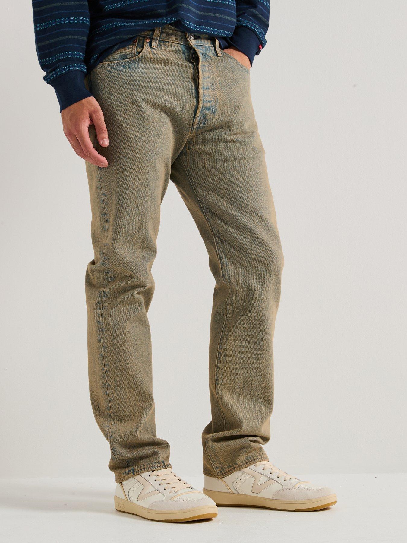 undefined 501 Original Straight Fit Washed Jeans- Mannas Od- Beige