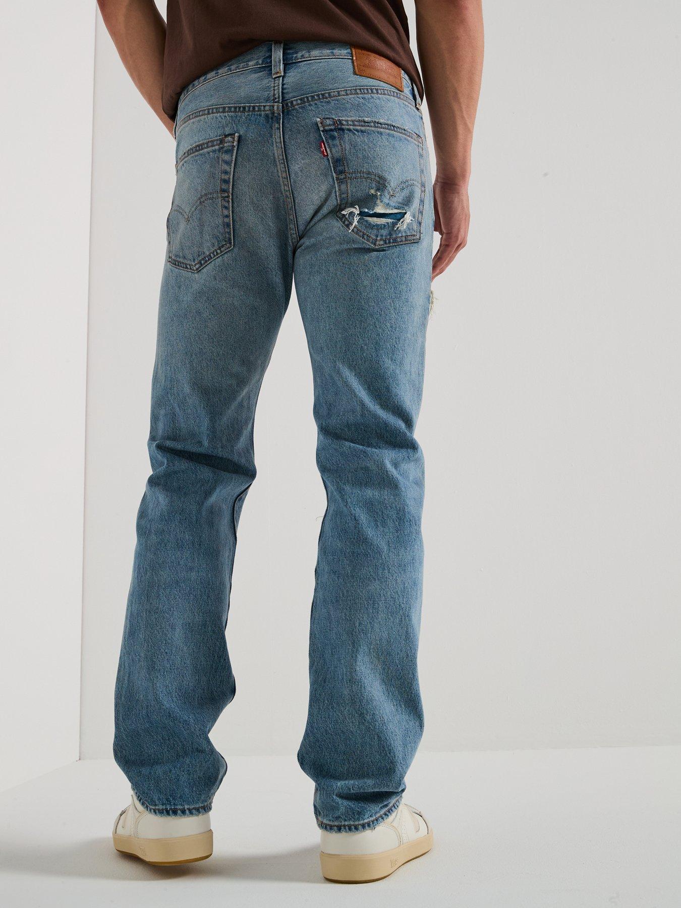 Image 2 of 6 of Levi's 501 Original Straight Fit Jeans - Turquise Rivet Dx Selv - Blue