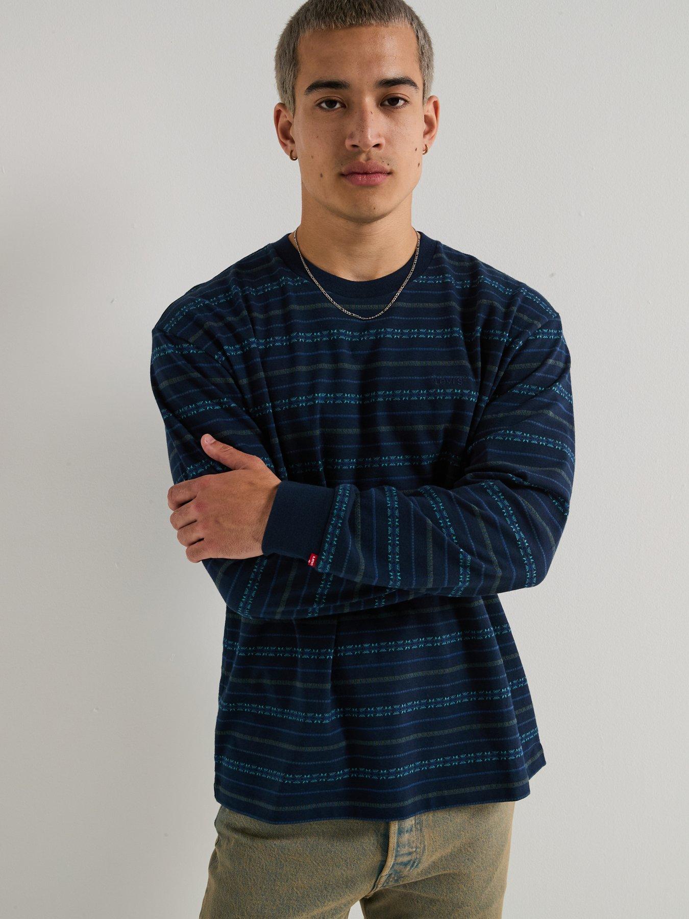 Levi's Authentic Relaxed Fit Long Sleeve Striped T-Shirt - Blue