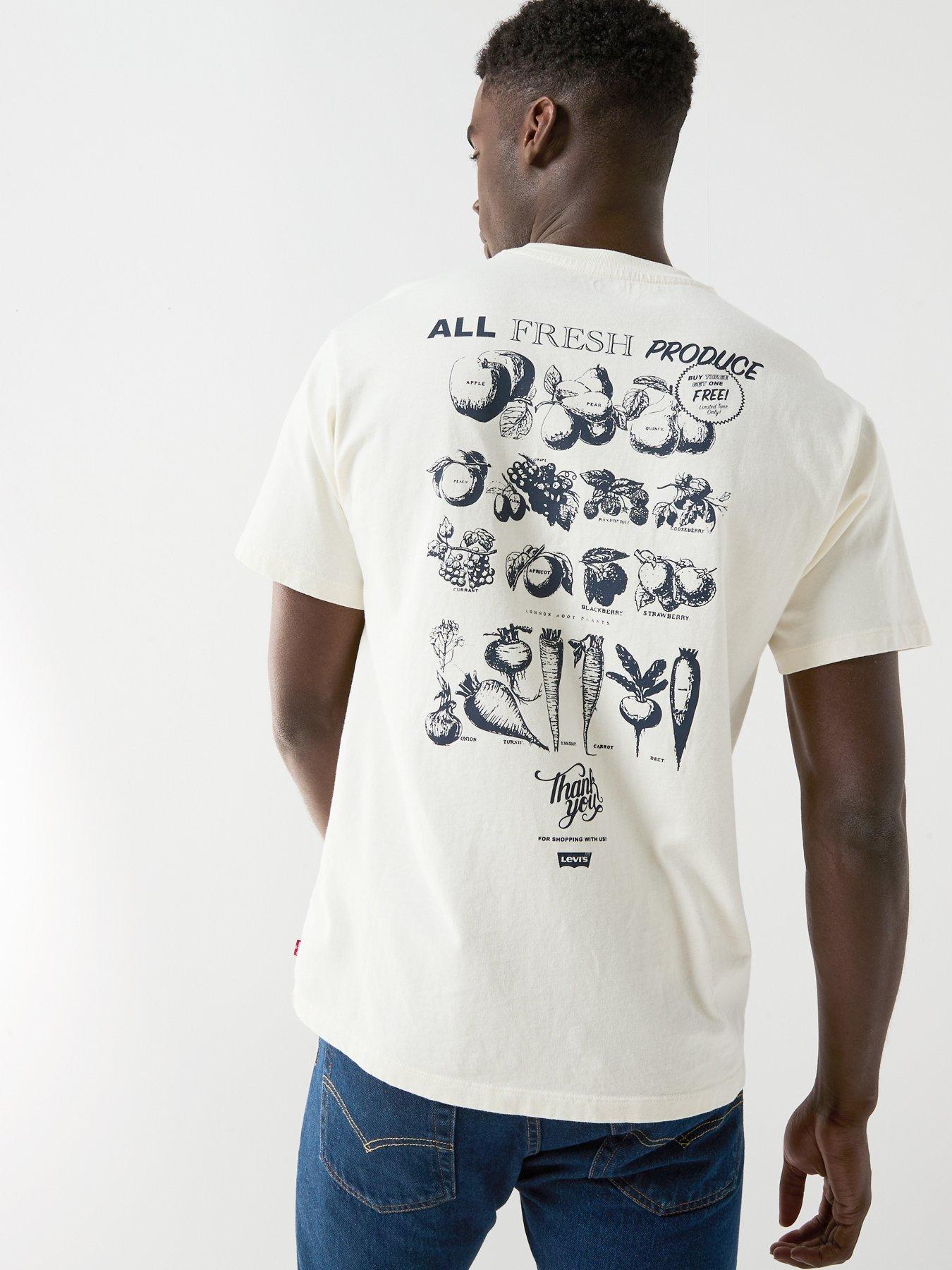 undefined Vintage Fit Graphic Back Print Short Sleeve T-Shirt- White