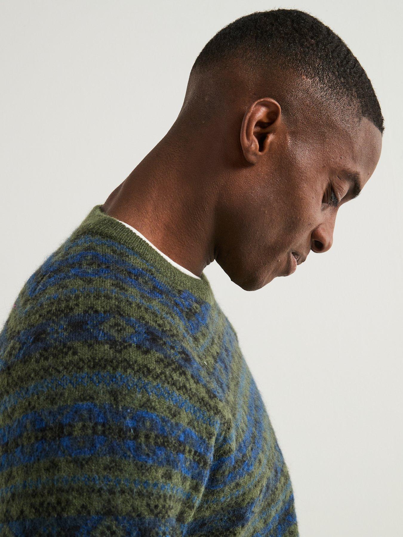 Image 5 of 6 of Levi's Presidio Raglan Stripe Knitted Jumper - Grey