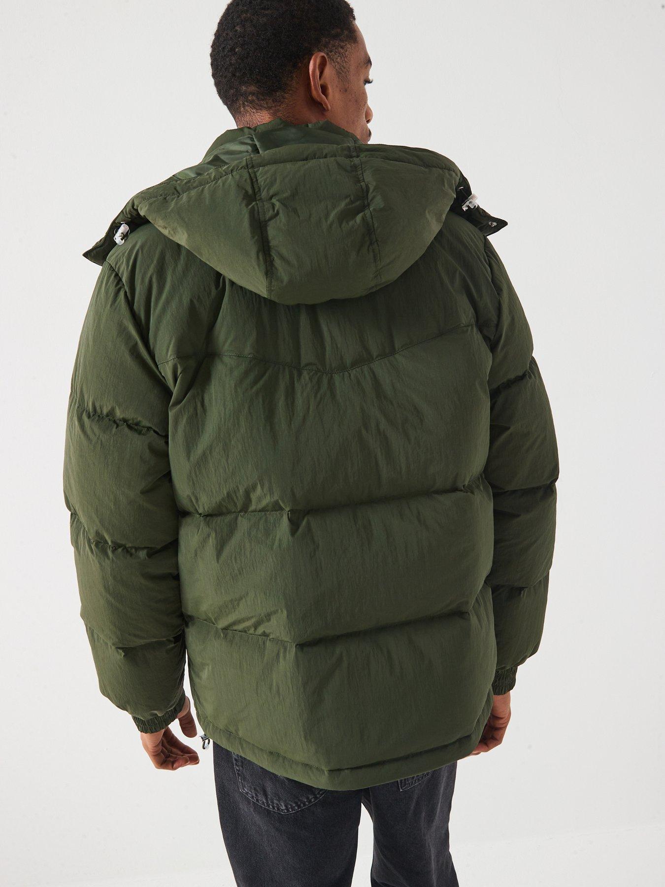  image of levis-rockridge-hooded-short-padded-jacket-khaki