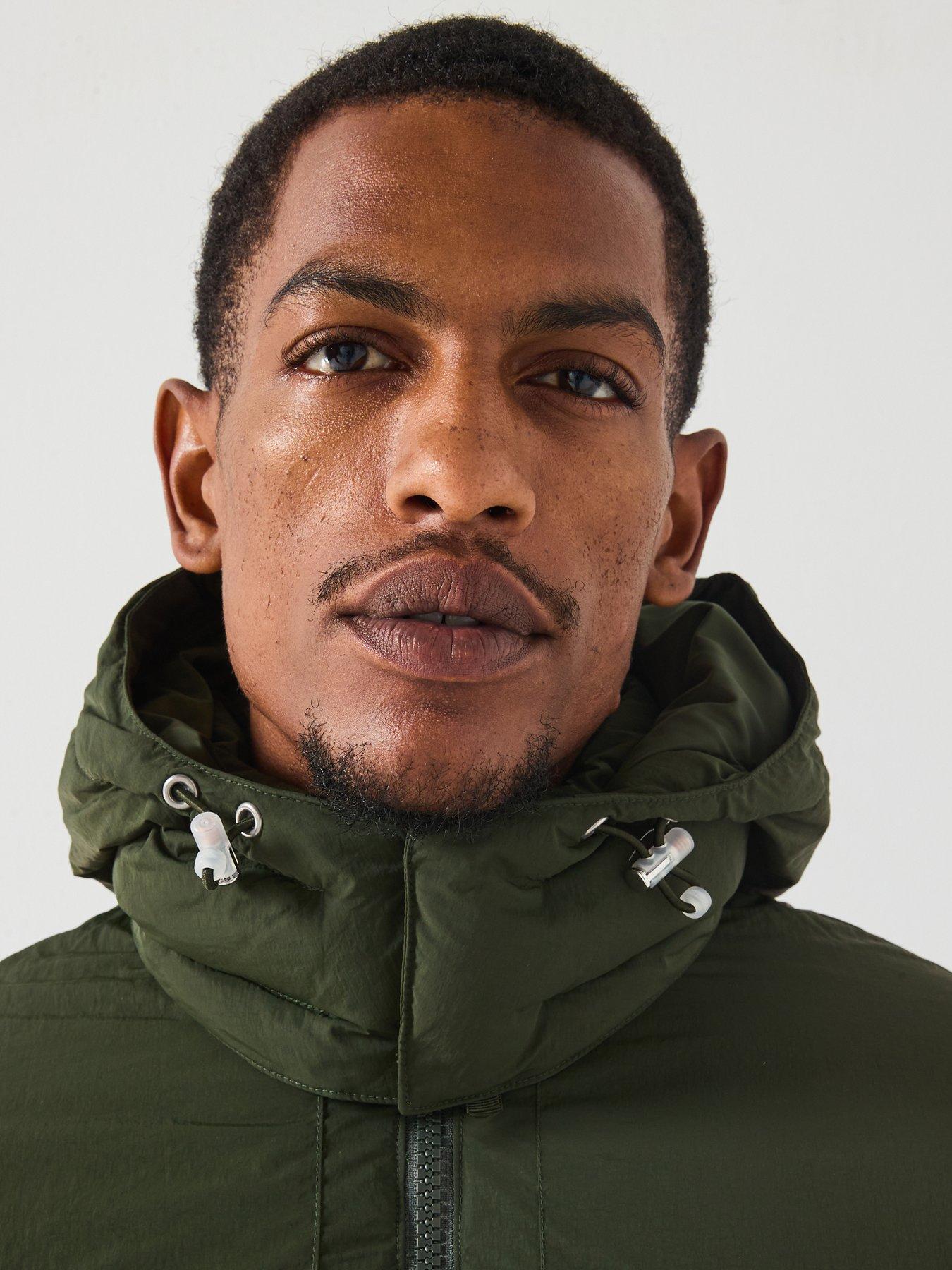  image of levis-rockridge-hooded-short-padded-jacket-khaki