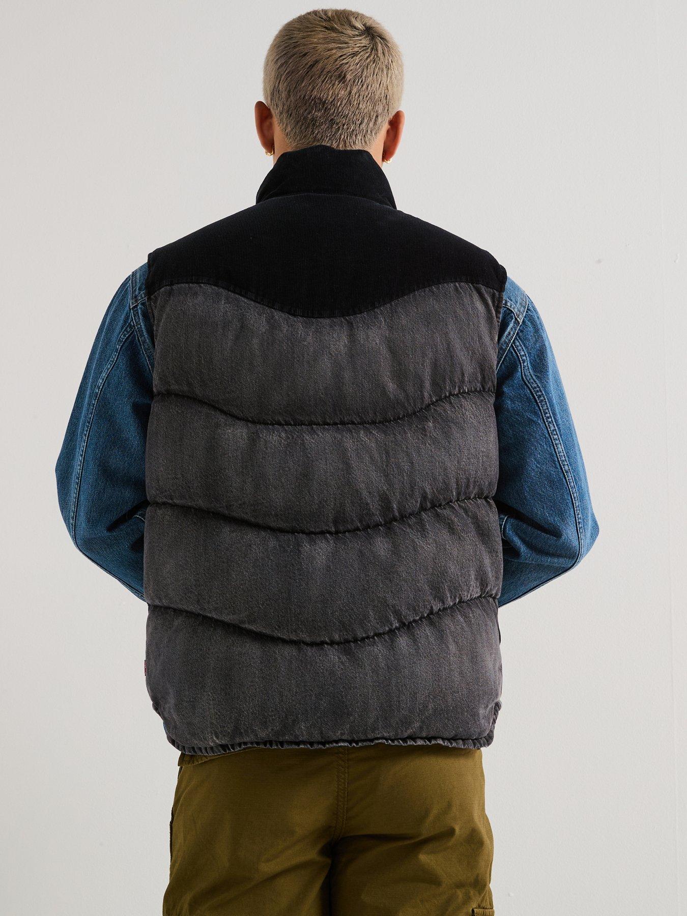  image of levis-wild-west-padded-two-tone-denim-gilet--black