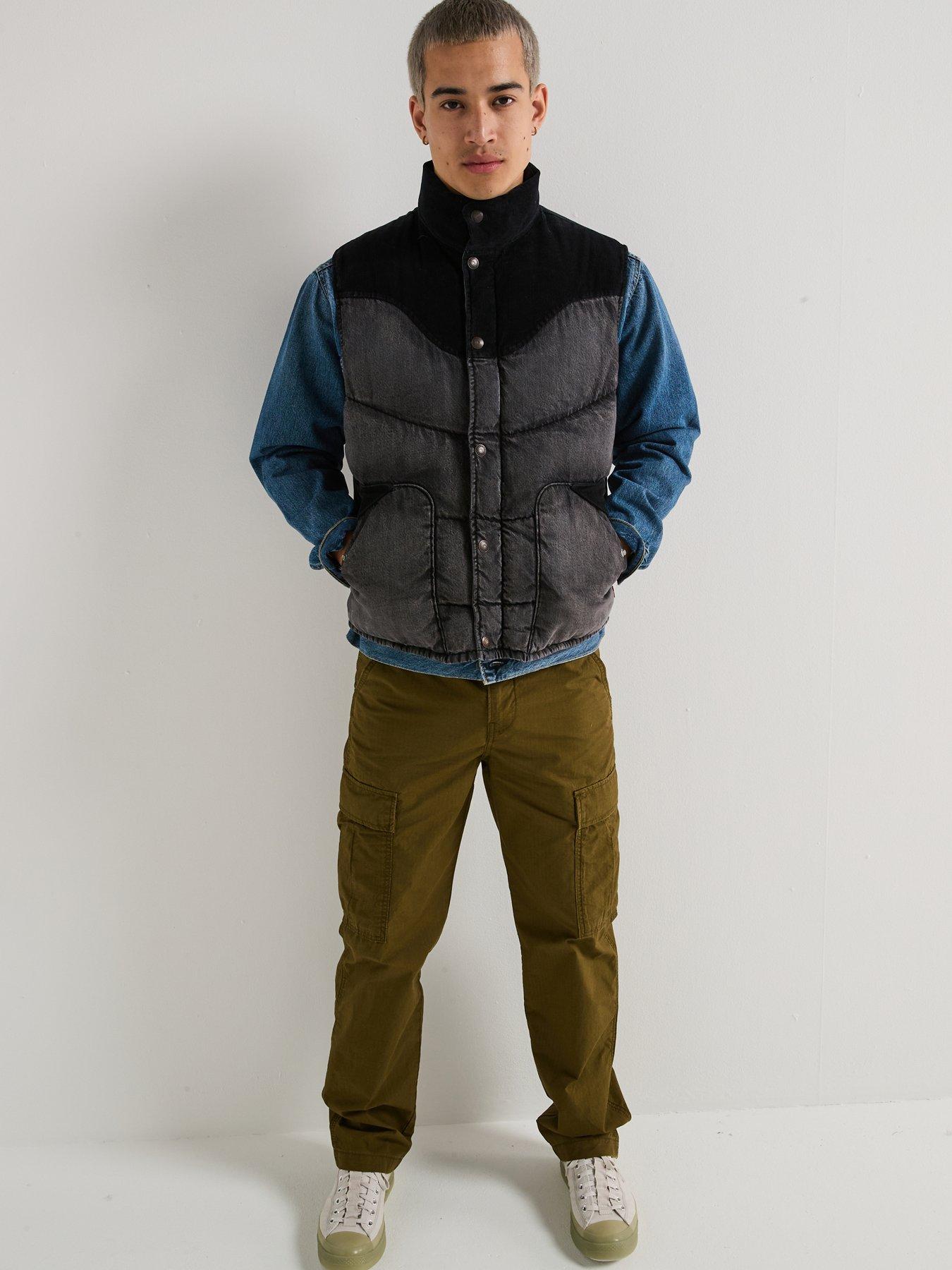  image of levis-wild-west-padded-two-tone-denim-gilet--black