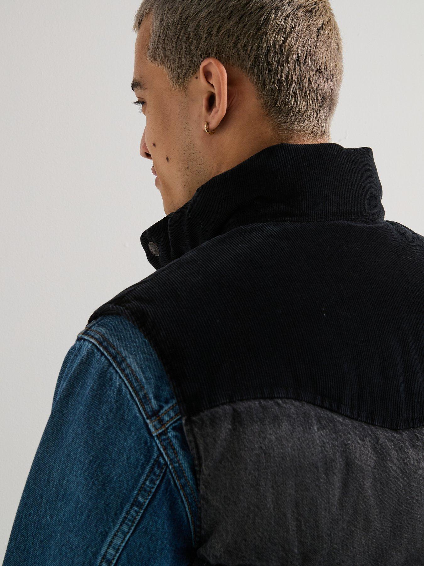  image of levis-wild-west-padded-two-tone-denim-gilet--black