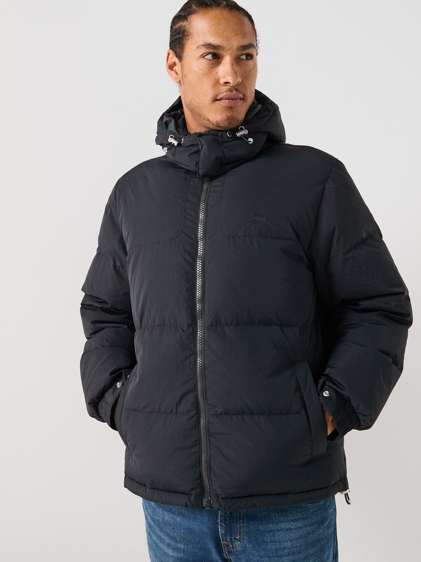  image of levis-rockridge-hooded-short-padded-jacket-black