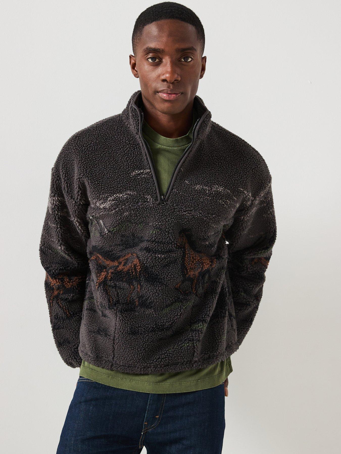 levis-levis-running-horses-sherpa-quarter-zip-jacket-brown