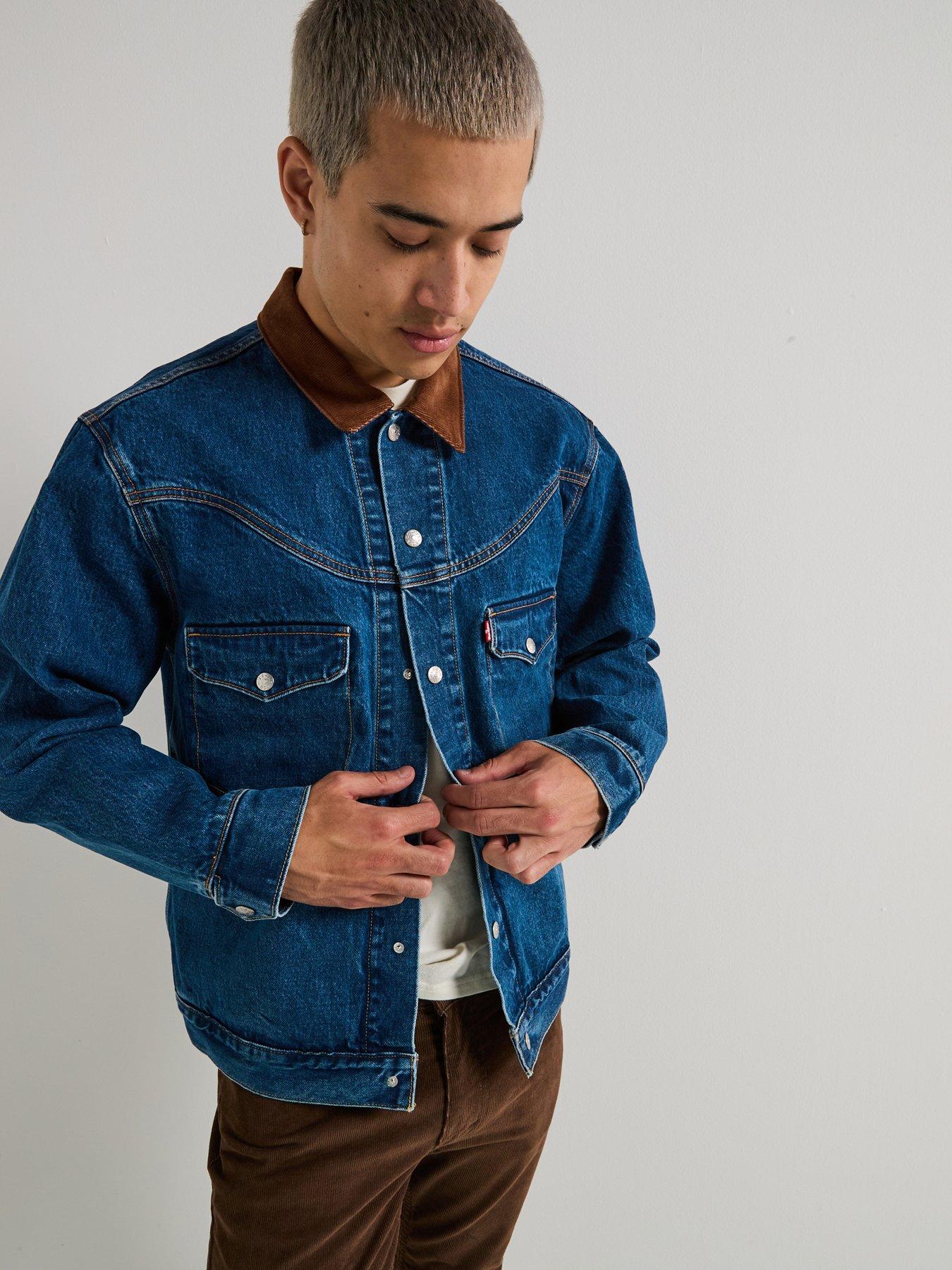 undefined Western Shothorn Denim Trucker Jacket - Dark Blue