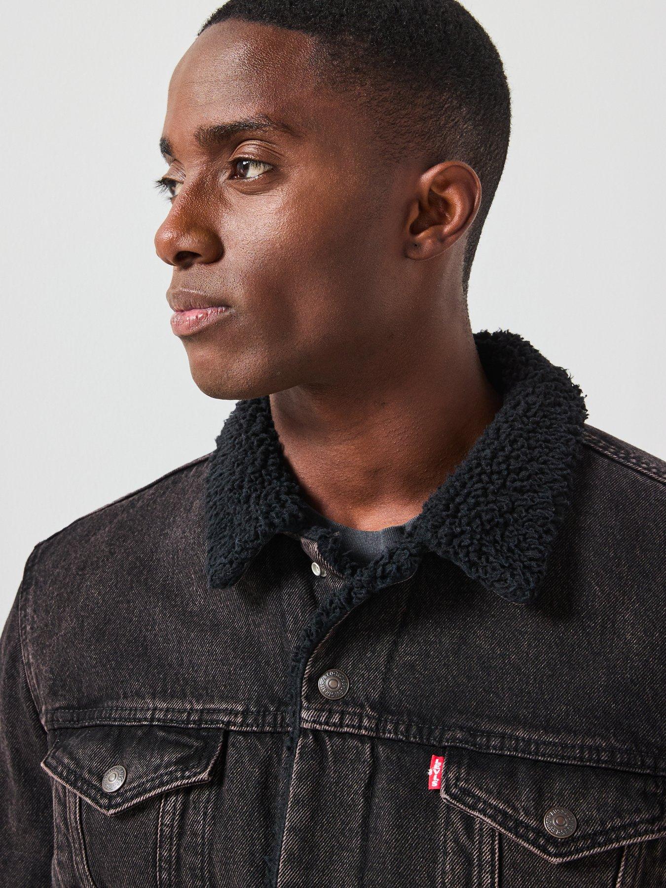 image of levis-sherpa-collar-trucker-jacket-black