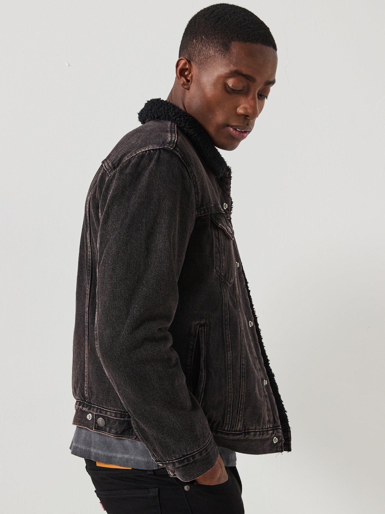  image of levis-sherpa-collar-trucker-jacket-black