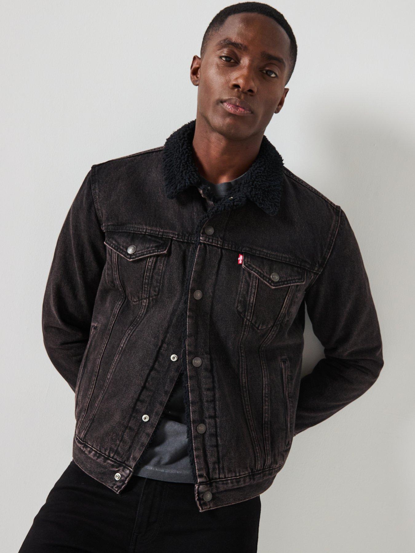  image of levis-sherpa-collar-trucker-jacket-black
