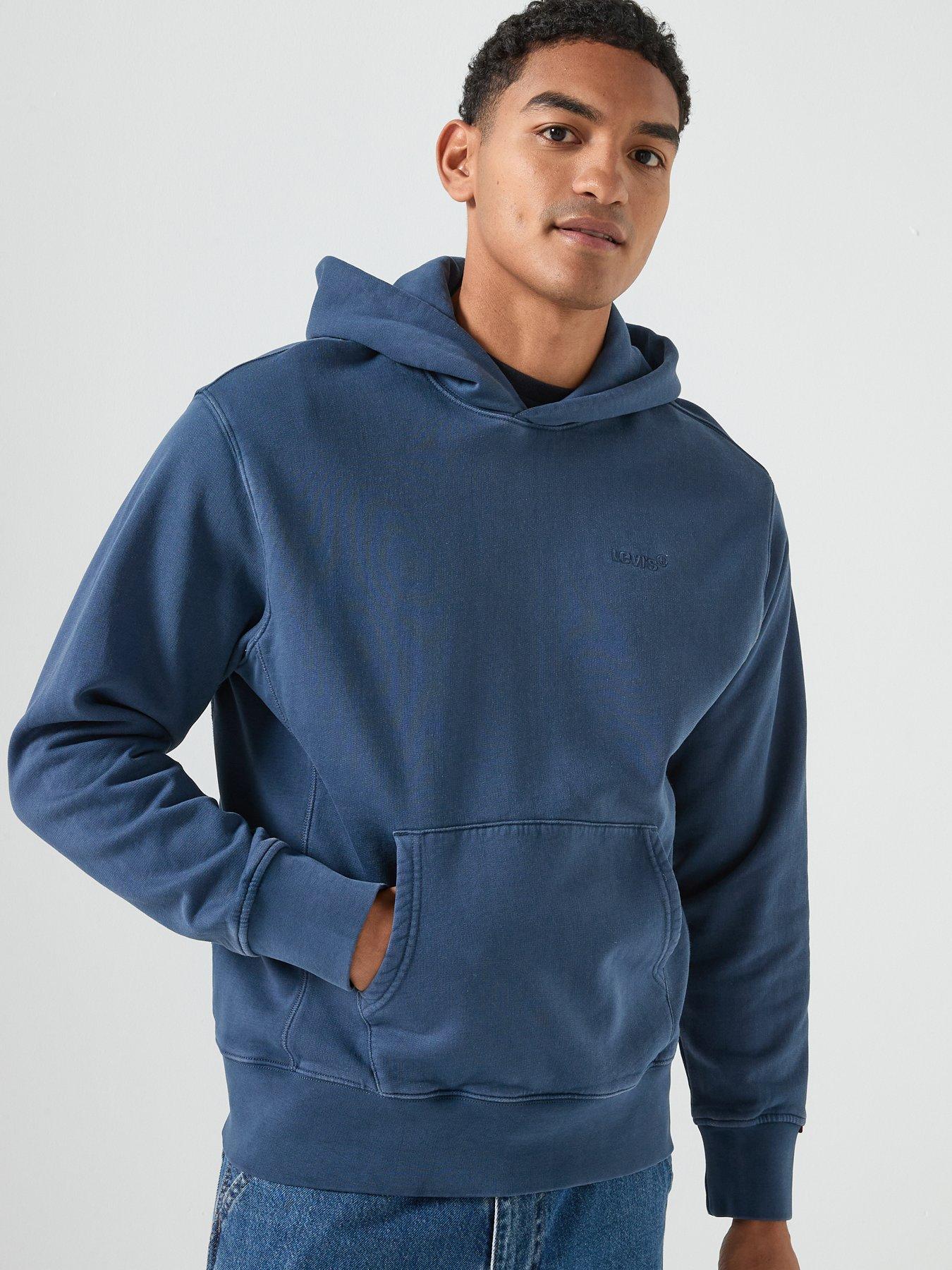  image of levis-authentic-relaxed-fit-fleece-hoodie-navy-dark-blue