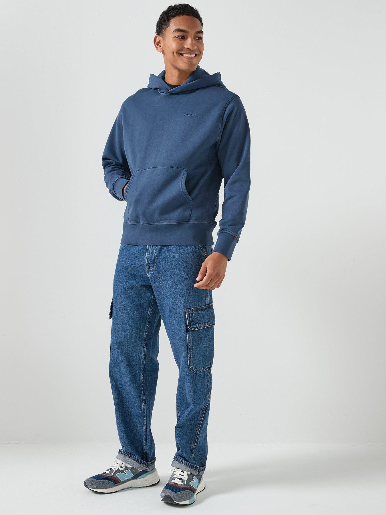  image of levis-authentic-relaxed-fit-fleece-hoodie-navy-dark-blue