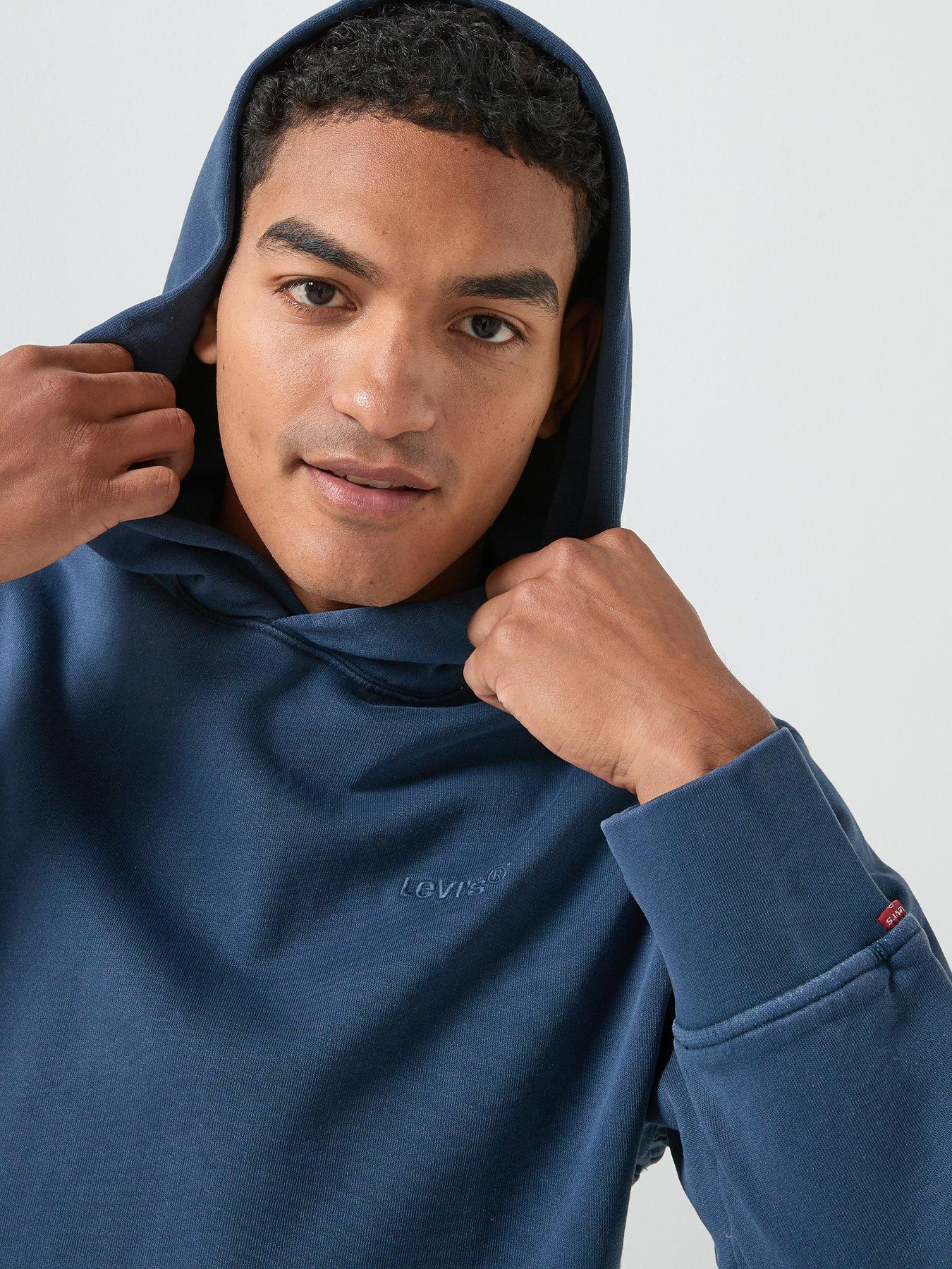  image of levis-authentic-relaxed-fit-fleece-hoodie-navy-dark-blue