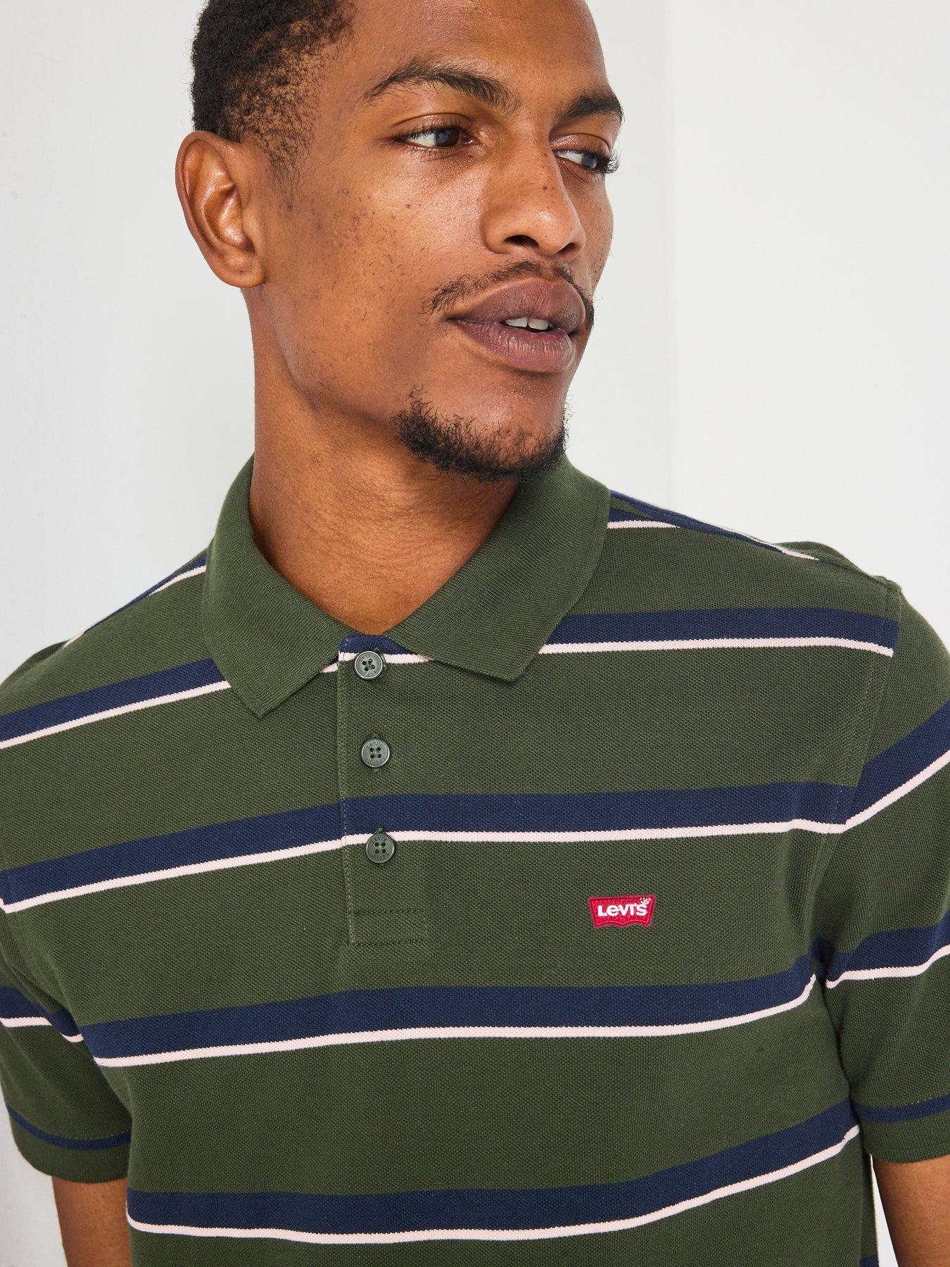 Image 5 of 6 of Levi's Levis Housemark Logo Short Sleeve Striped Polo Shirt - Green