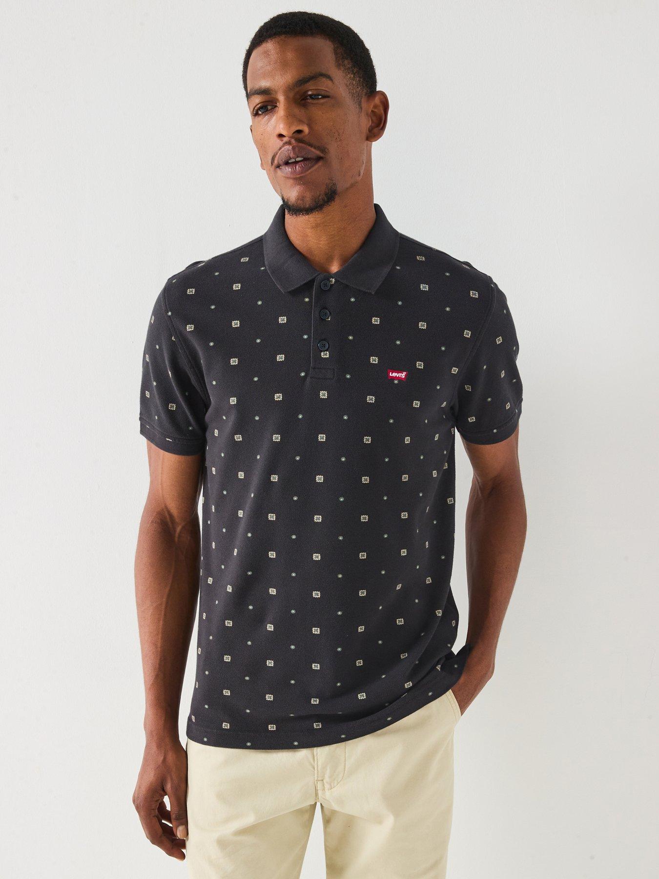 Image 1 of 6 of Levi's Levis Housemark Logo Short Sleeve Patterned Polo Shirt - black