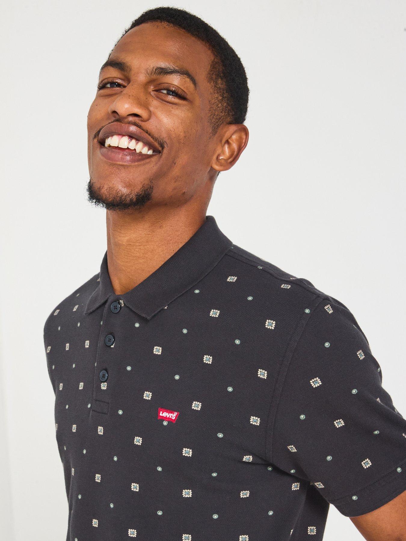 Image 4 of 6 of Levi's Levis Housemark Logo Short Sleeve Patterned Polo Shirt - black