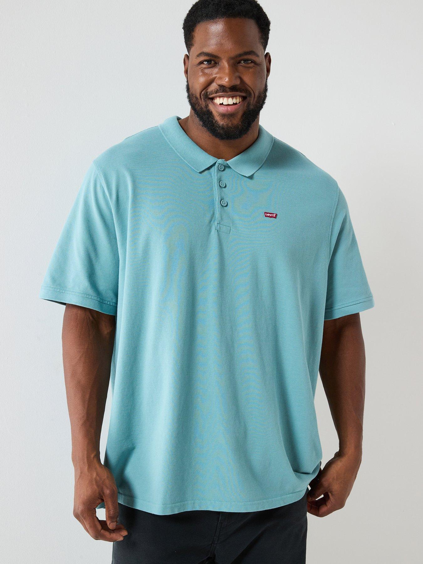 front image of levis-big-and-tall-housemark-logo-short-sleeve-polo-shirt--blue