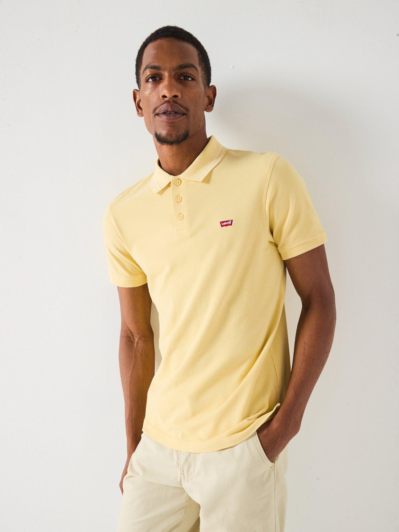 undefined Housemark Logo Short Sleeve Tipped Collar Polo Shirt - Yellow