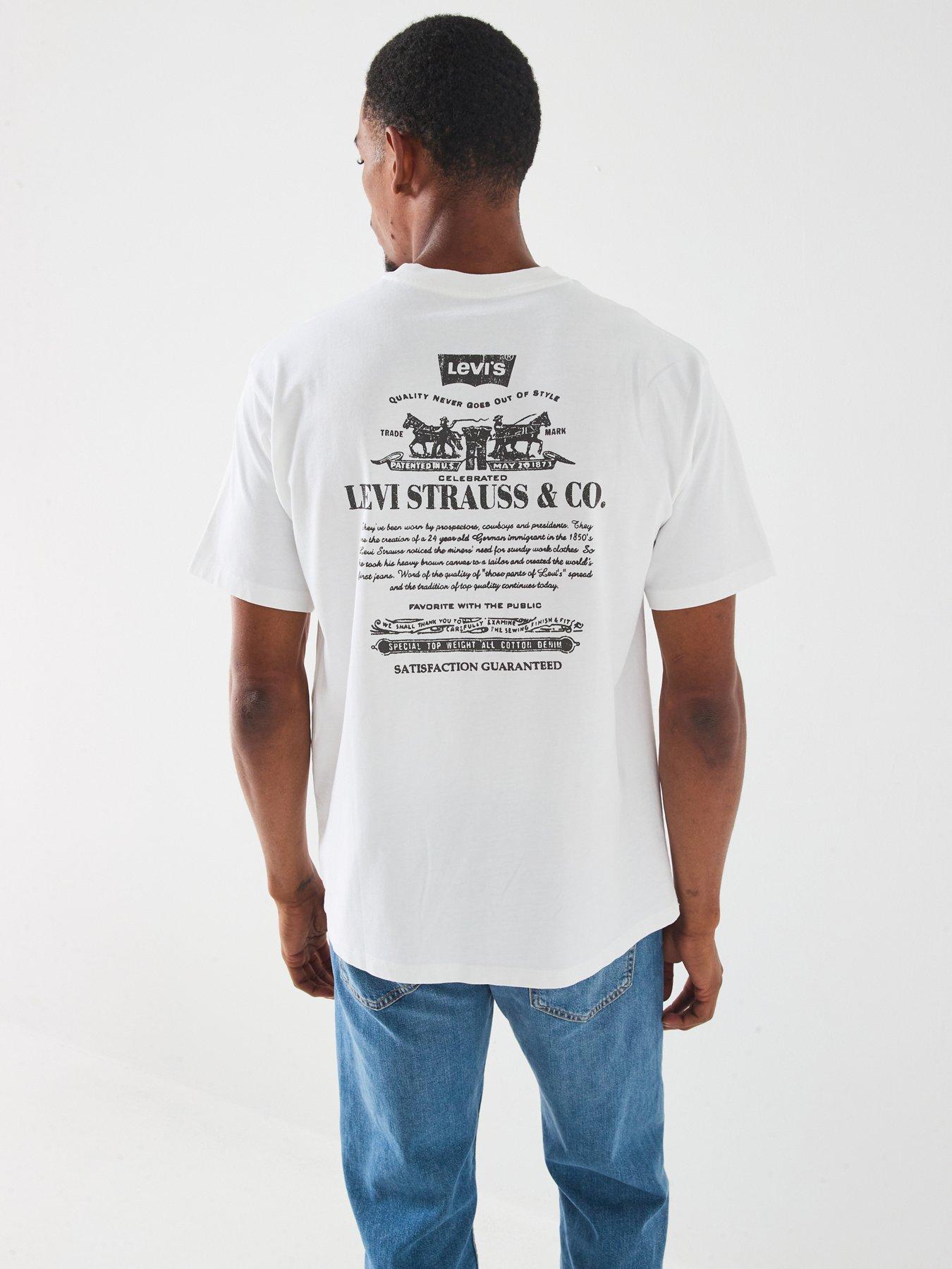 undefined Vintage Fit Graphic Back Print Short Sleeve T-Shirt- White