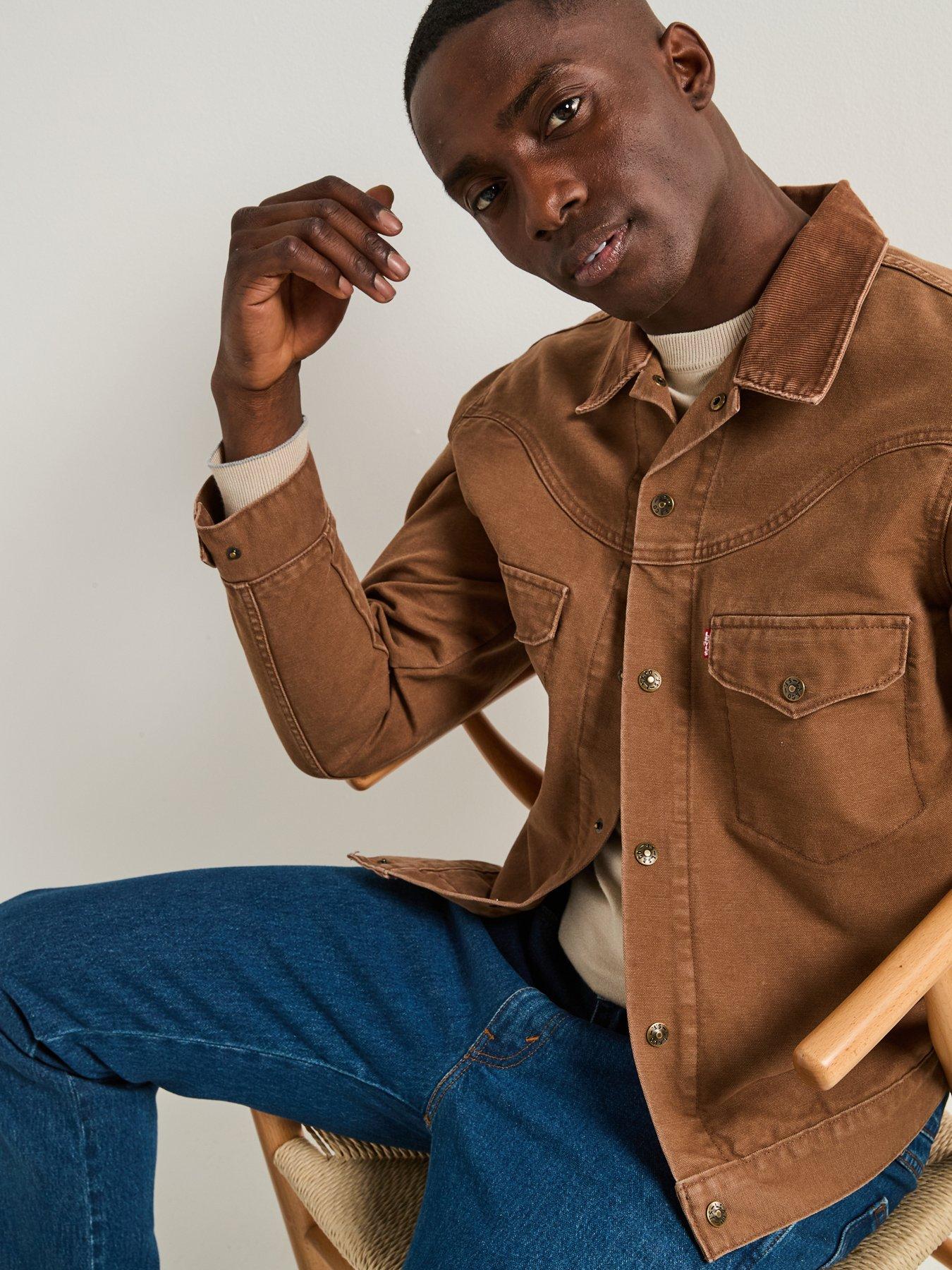 Image 5 of 6 of Levi's Western Shothorn Denim Trucker Jacket - Brown