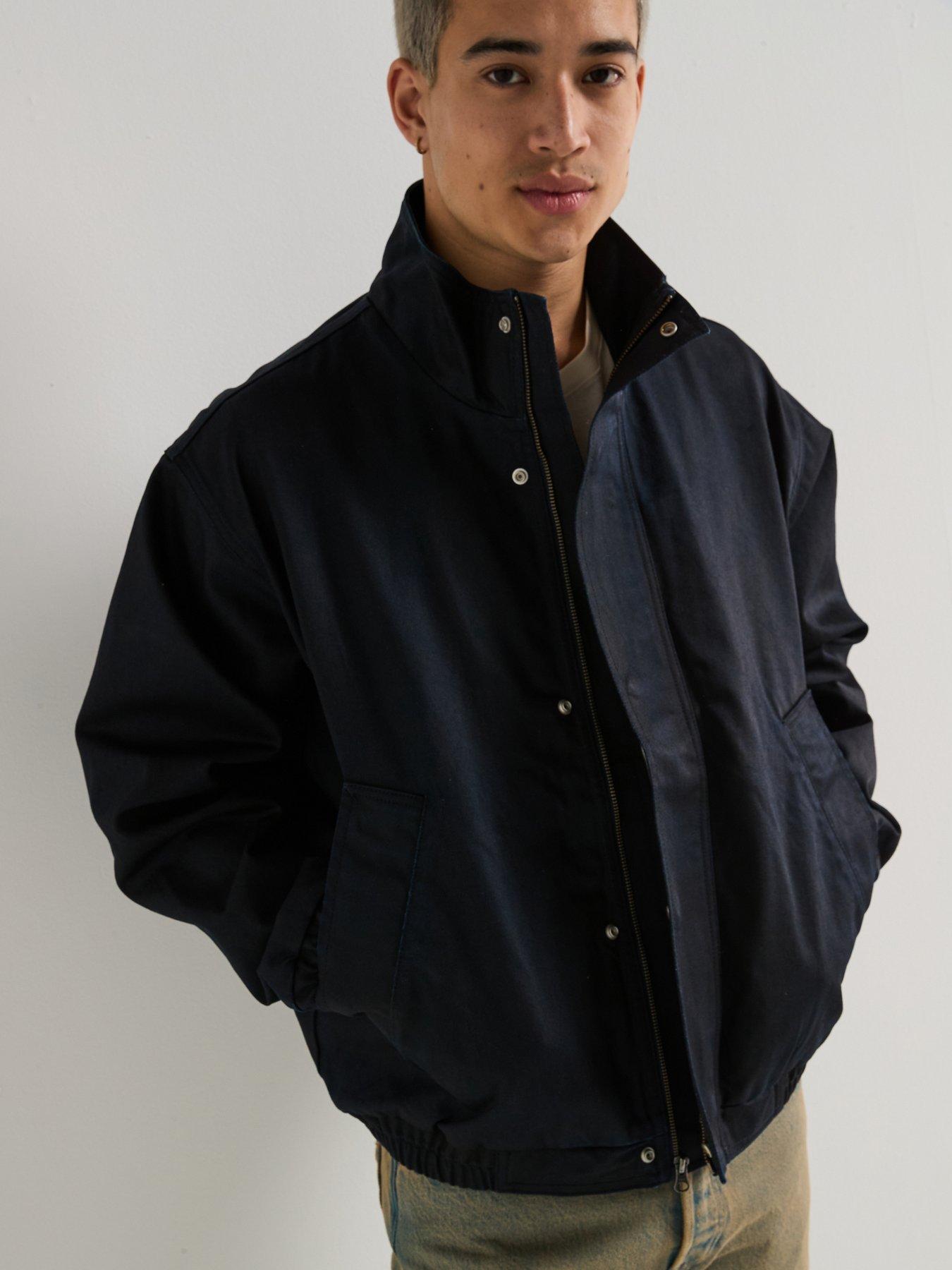 front image of levis-highland-park-coated-oversized-bomber-jacket--black