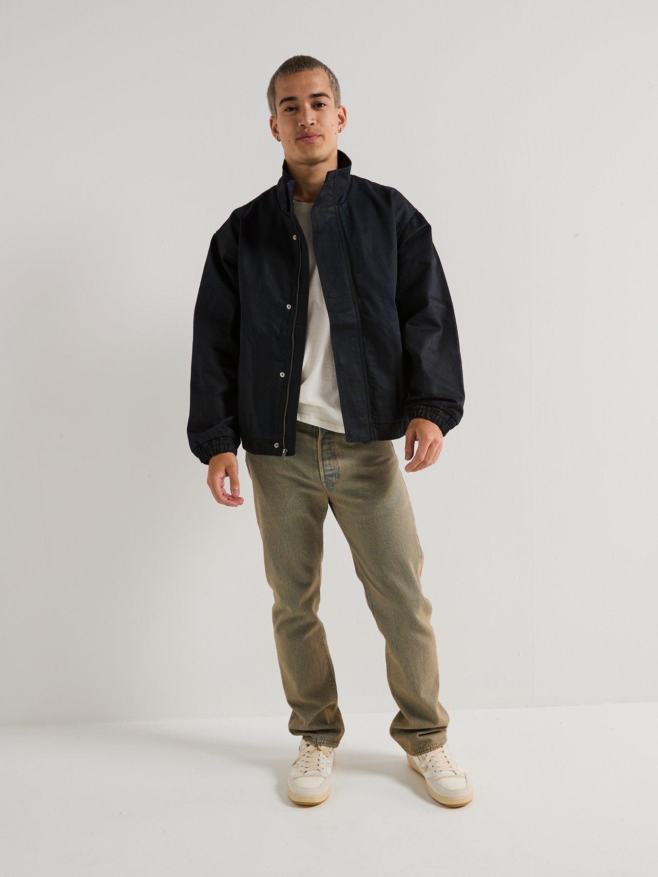 image of levis-highland-park-coated-oversized-bomber-jacket--black