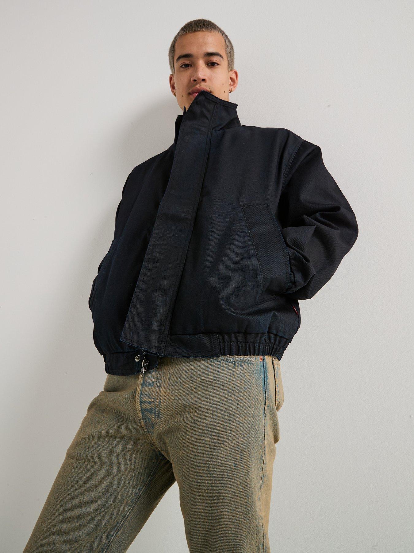  image of levis-highland-park-coated-oversized-bomber-jacket--black