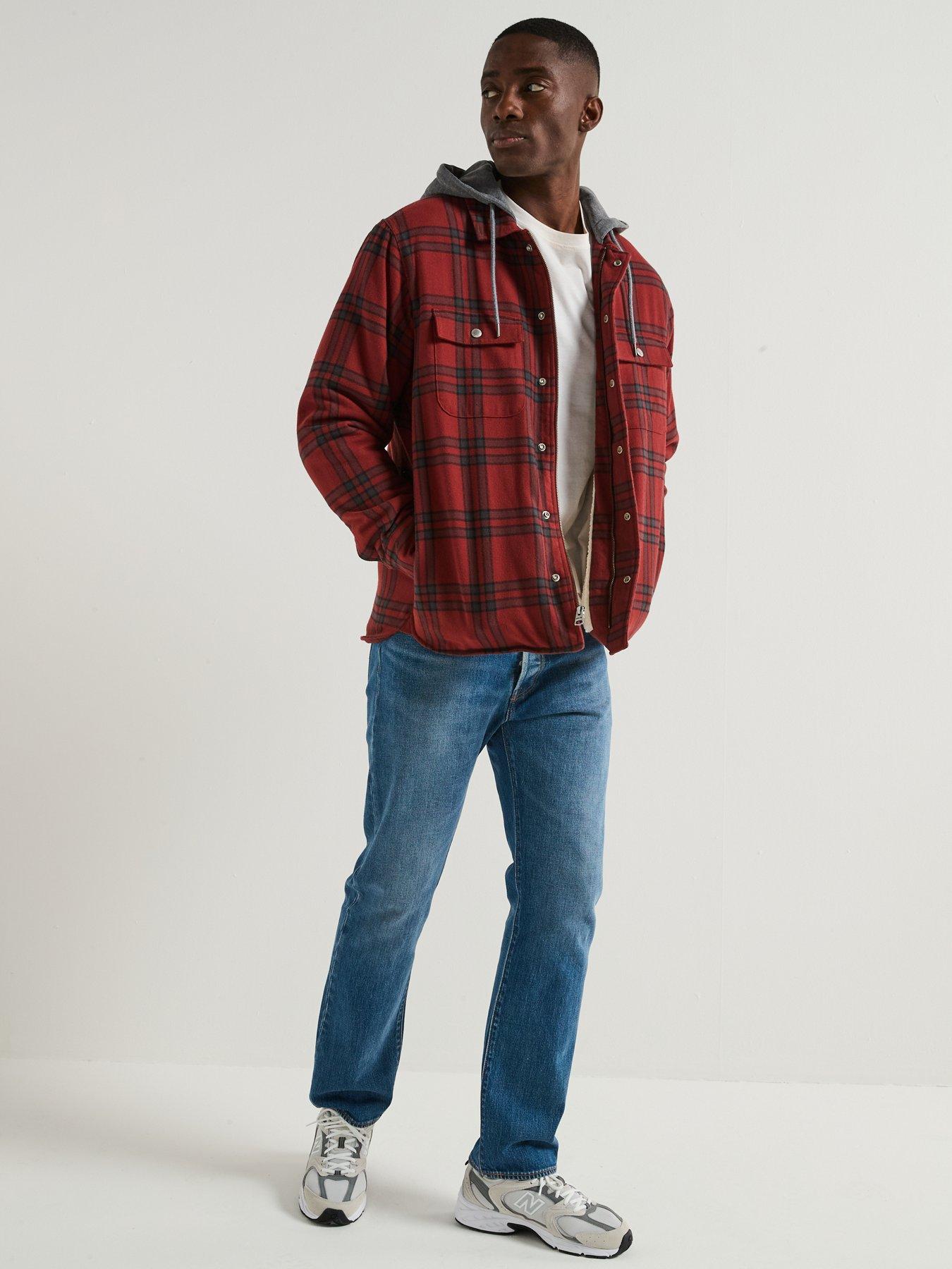 Image 3 of 6 of Levi's Francisco Sherpa Fleece Lined Flannel Shacket - Red