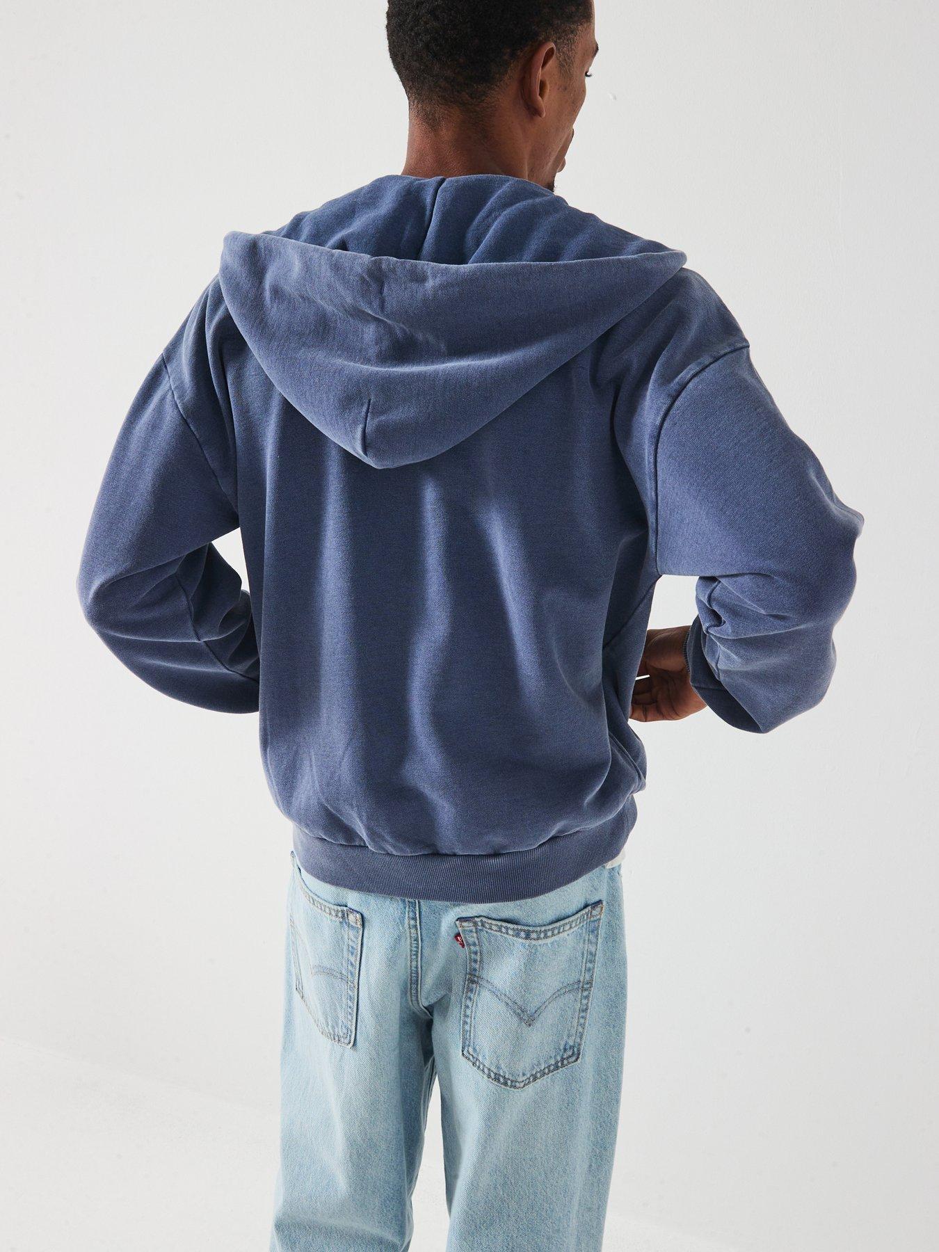 Image 2 of 6 of Levi's Two Horse Cropped Fleece Zip Through Hoodie - Blue