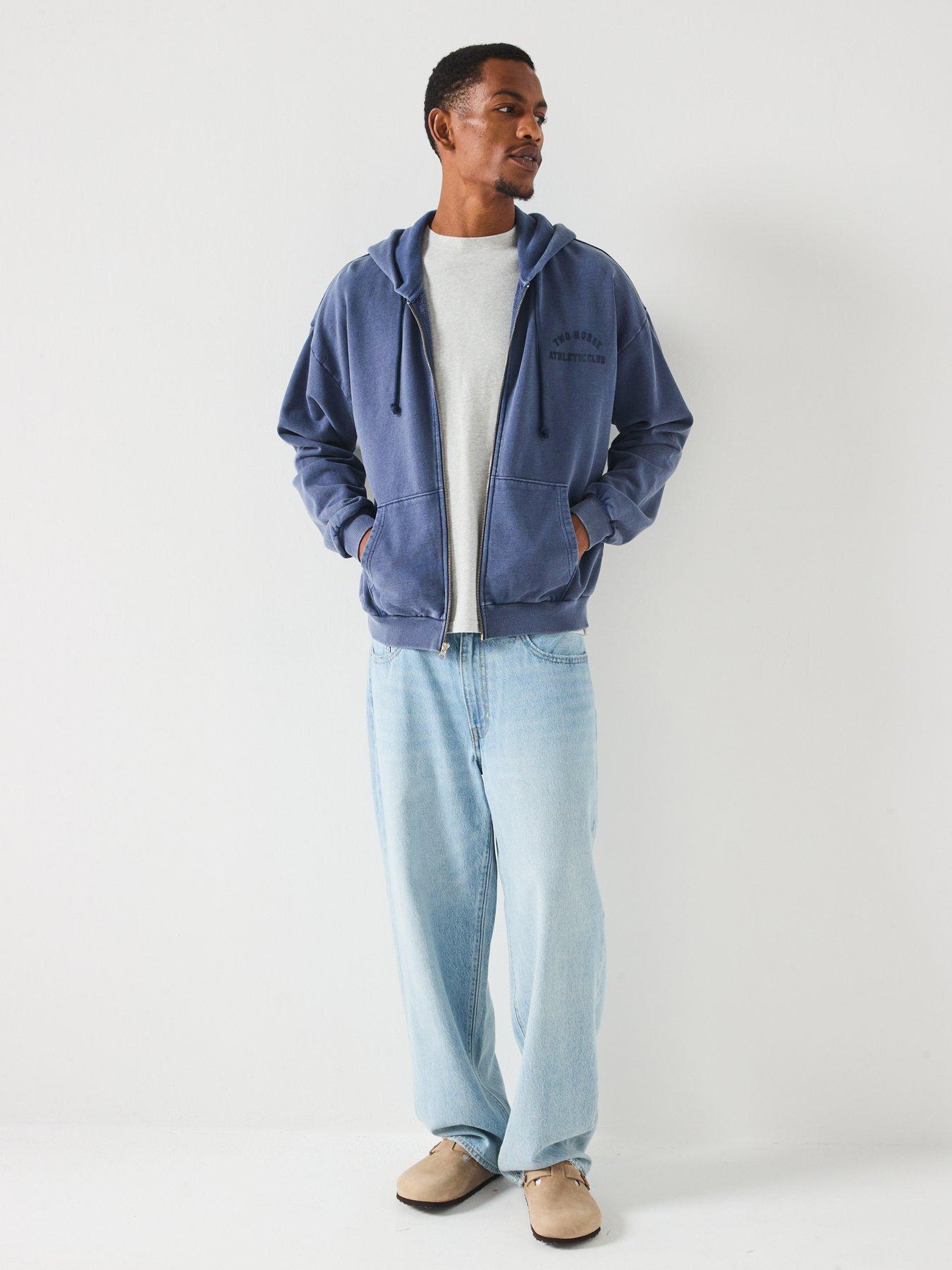 Image 3 of 6 of Levi's Two Horse Cropped Fleece Zip Through Hoodie - Blue