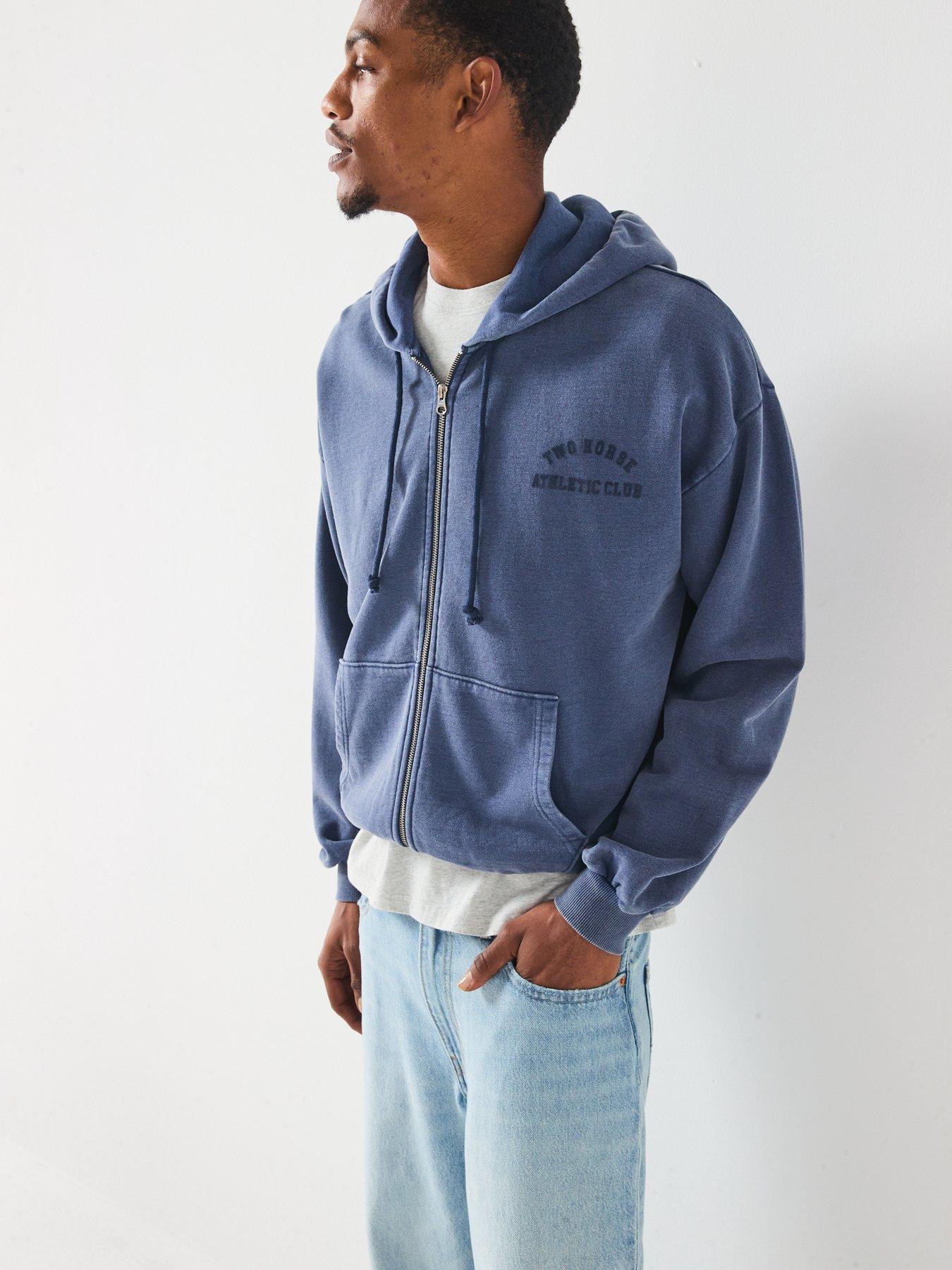 Image 6 of 6 of Levi's Two Horse Cropped Fleece Zip Through Hoodie - Blue