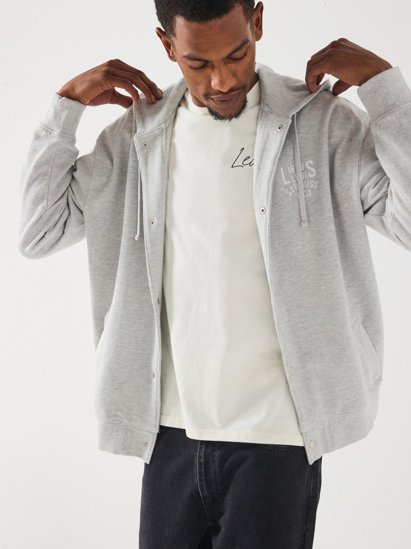 undefined Drawstring Button Down Hoodie- Grey