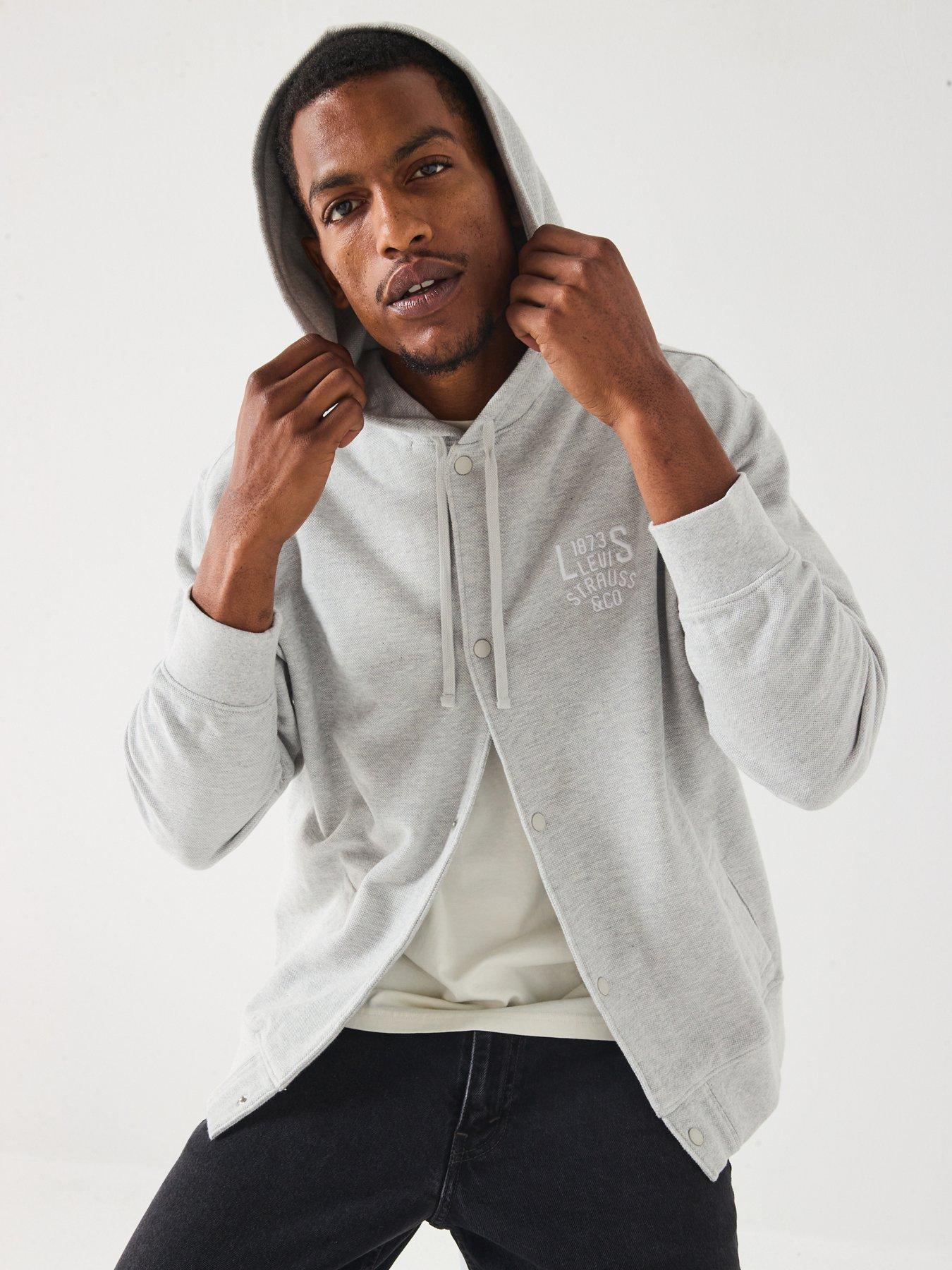 Image 4 of 6 of Levi's Drawstring Button Down Hoodie- Grey