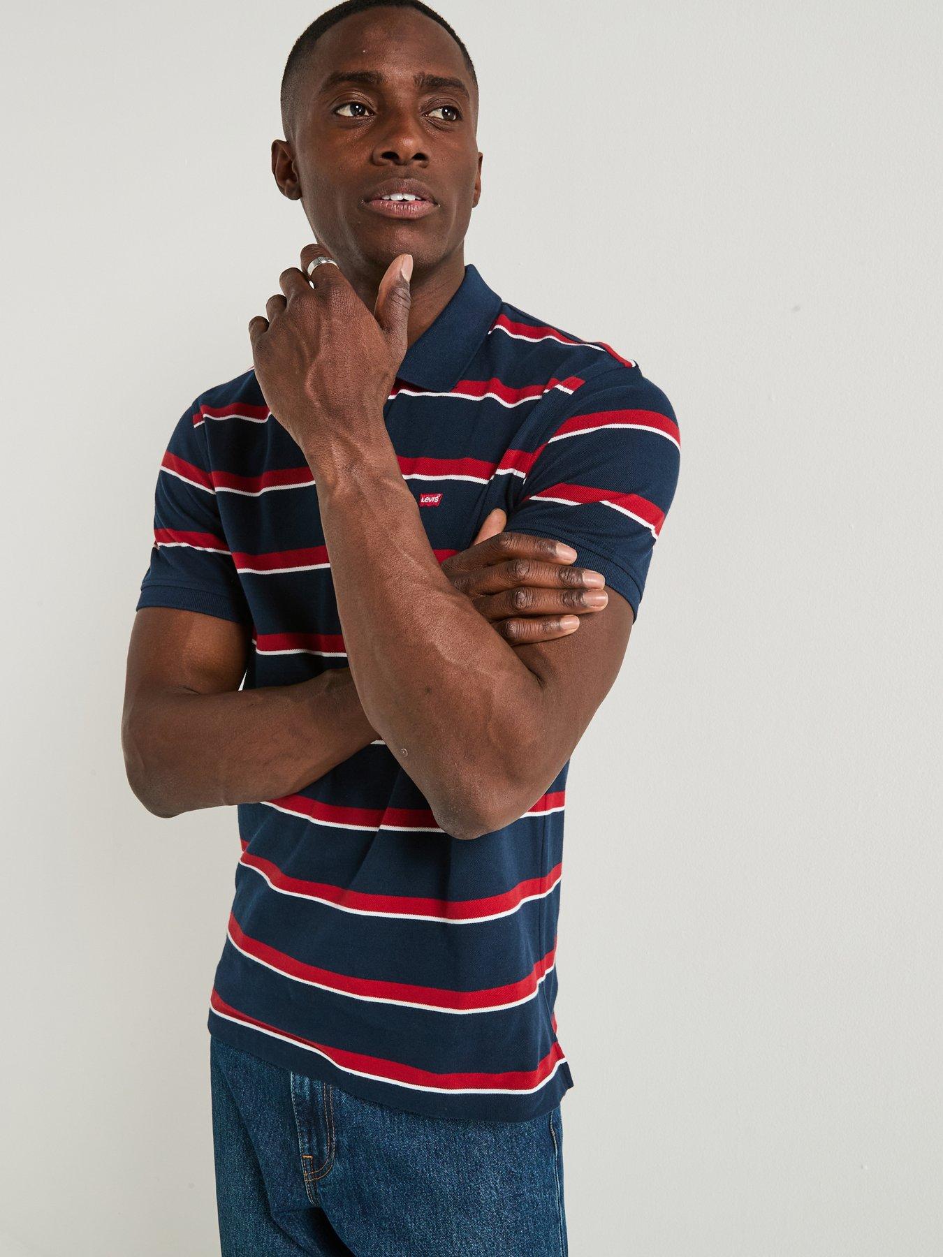 Levi's Housemark Logo Short Sleeve Striped Polo Shirt - Red