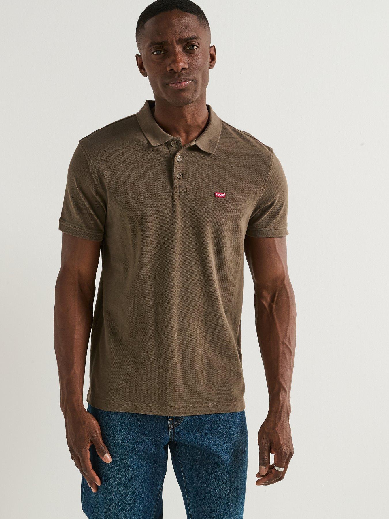 undefined Housemark Logo Short Sleeve Polo Shirt - Khaki