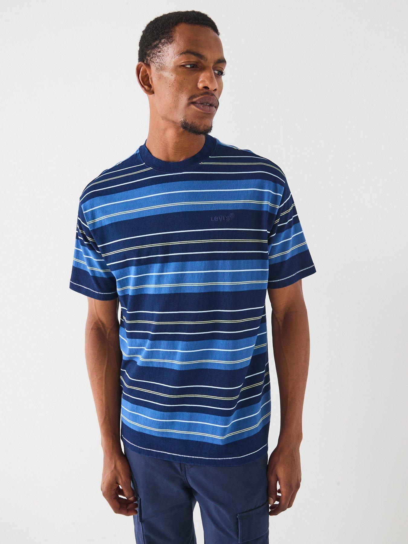 Image 1 of 6 of Levi's Levis Red Tab Vintage Fit Short Sleeve Striped T-shirt- Blue