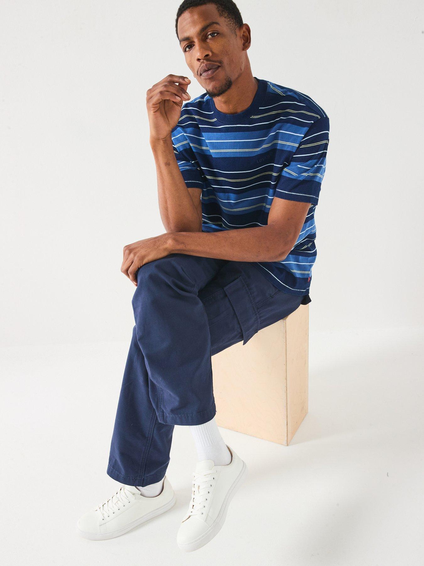 Image 4 of 6 of Levi's Levis Red Tab Vintage Fit Short Sleeve Striped T-shirt- Blue