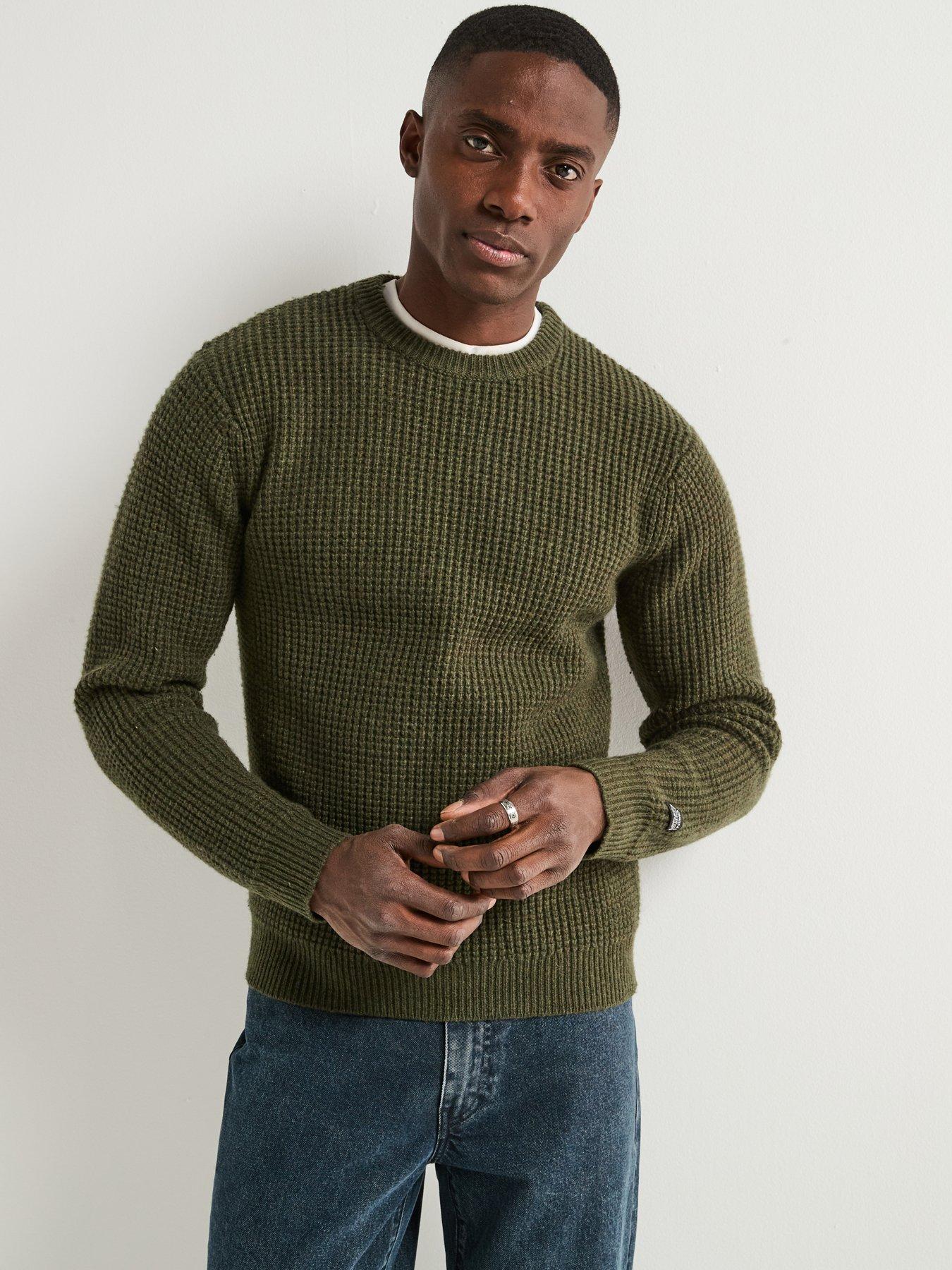  image of levis-presidio-crew-waffle-knitted-jumper-brown