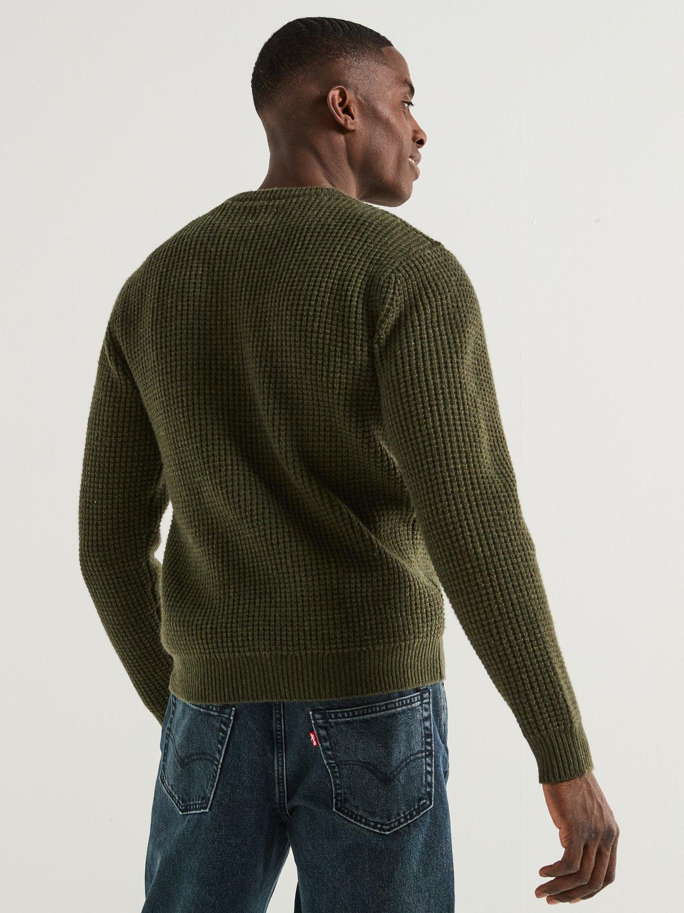  image of levis-presidio-crew-waffle-knitted-jumper-brown