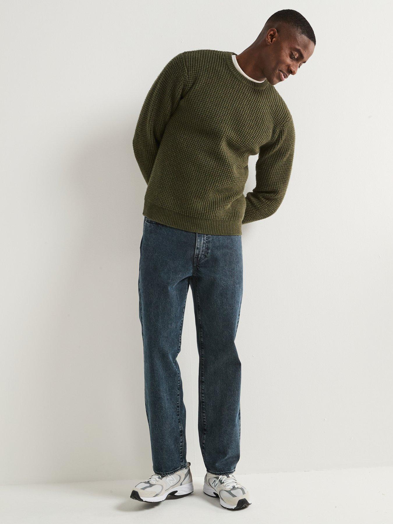  image of levis-presidio-crew-waffle-knitted-jumper-brown