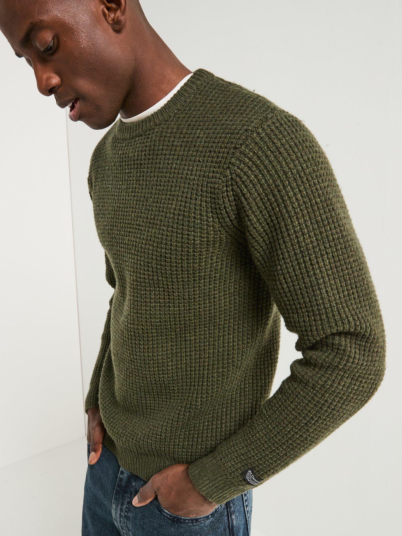  image of levis-presidio-crew-waffle-knitted-jumper-brown