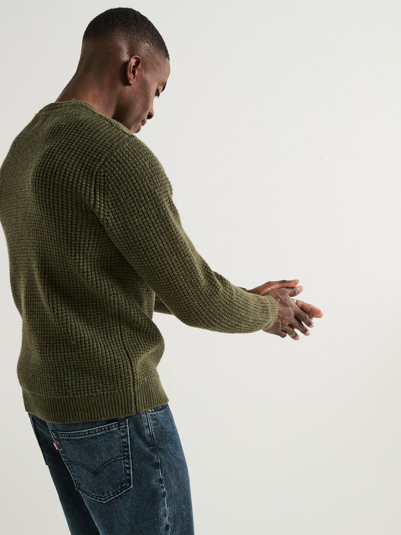  image of levis-presidio-crew-waffle-knitted-jumper-brown